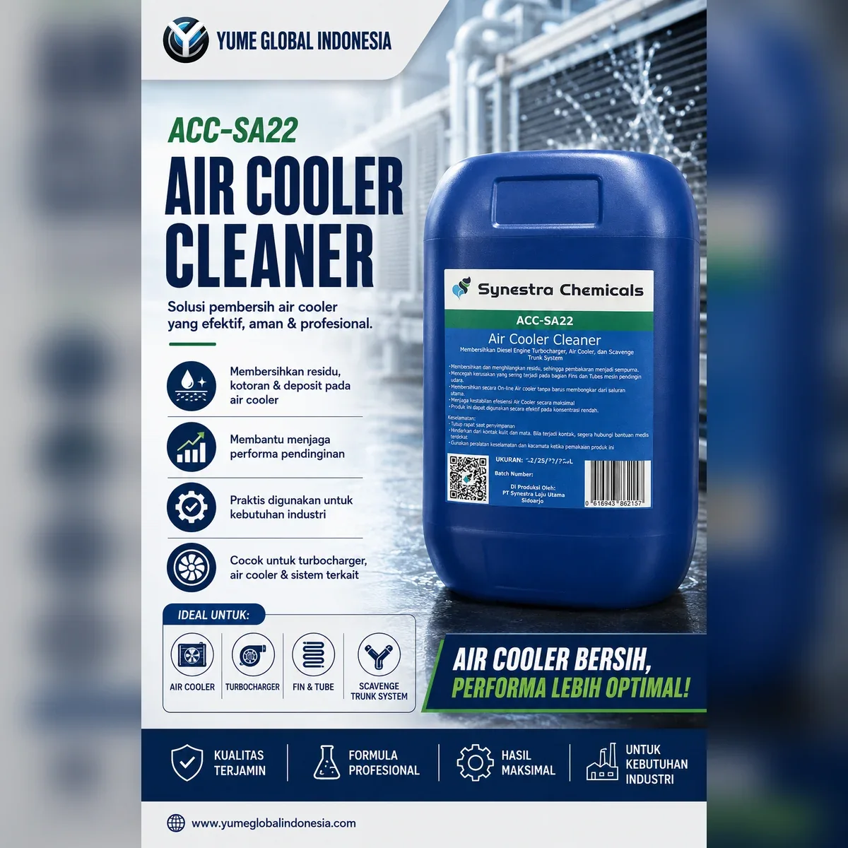 Synestra ACC-SA22 Air Cooler Cleaner – Pembersih Air Cooler Industri